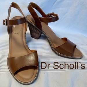 NEW. DR SCHOLL’S HEEL SANDAL BROWN 10